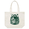 Alien And Bigfoot Playing Guitar Shoulder Canvas Tote Bag Default Title Large Tote Bag Music Printed In Australia Sci Fi