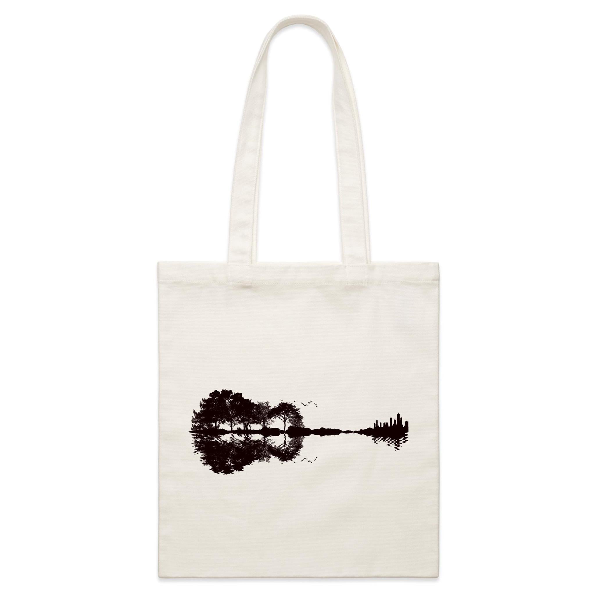 Guitar Reflection - Parcel Canvas Tote Bag Default Title Small Tote Bag Music Printed In Australia