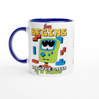 Personalised - Fun Begins With The Press Of A Button - White 11oz Ceramic Mug White 11oz Ceramic Mug with Color Inside Ceramic Blue Personalised 11oz Mug customise Games Globally Fulfilled personalise