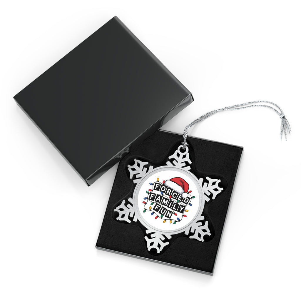 Forced Family Fun Pewter Snowflake Christmas Ornament