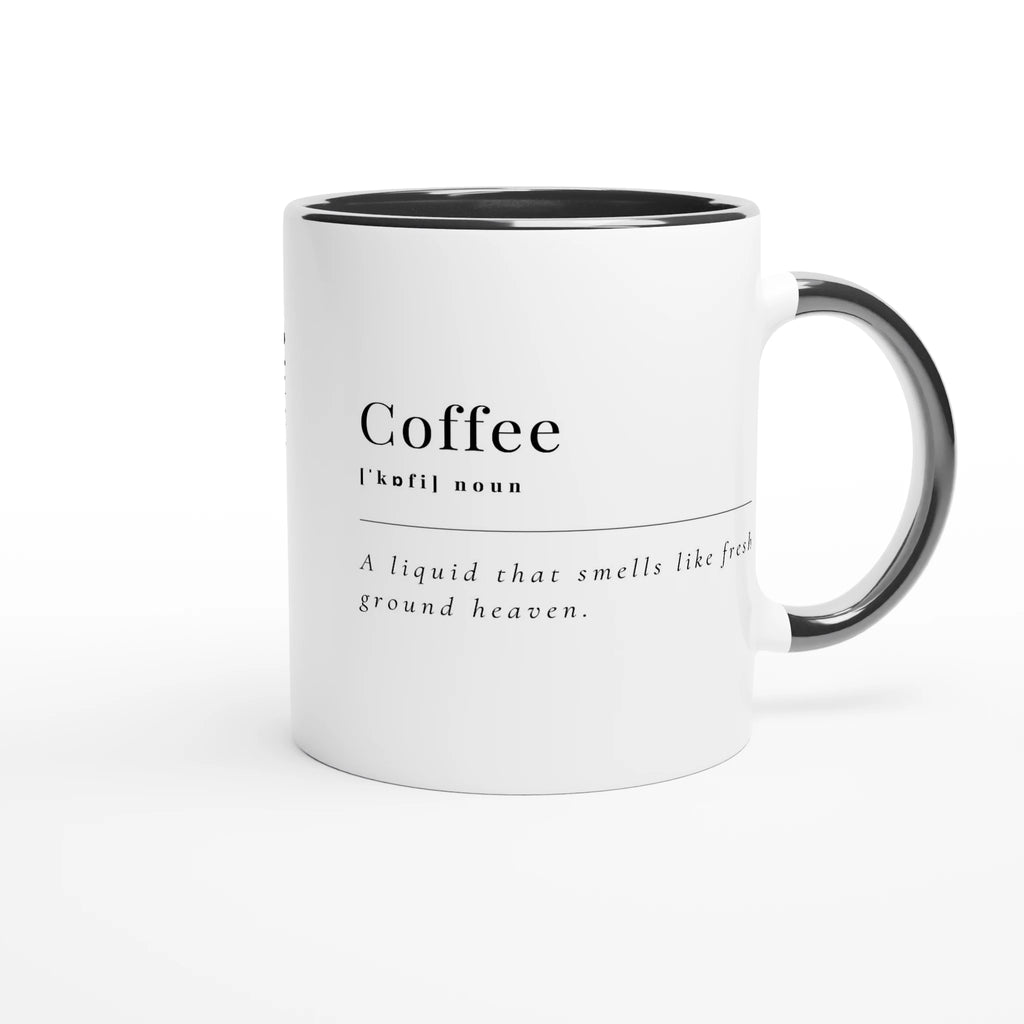 Personalised - Coffee Definition - White 11oz Ceramic Mug with Colour Inside Ceramic Black Personalised 11oz Mug Coffee customise Globally Fulfilled personalise