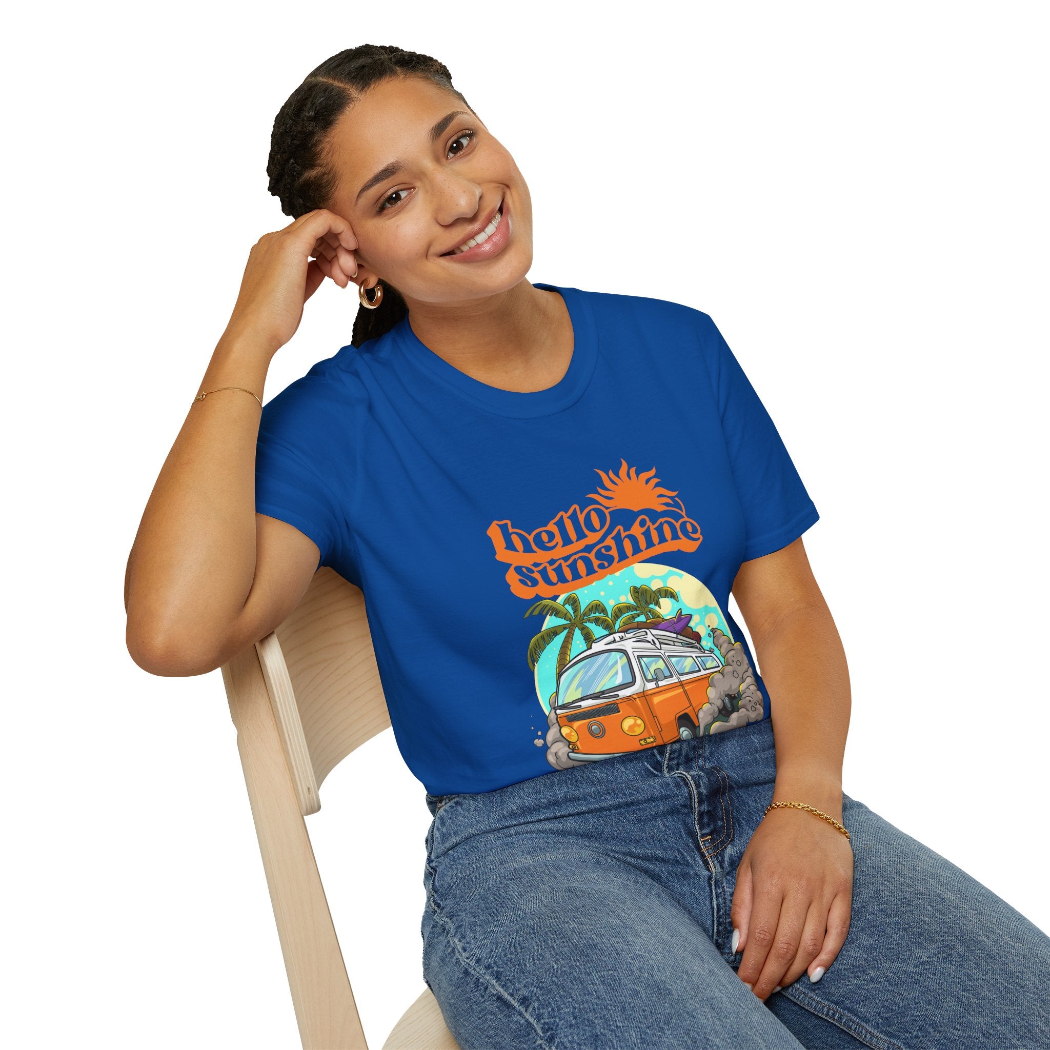 Hello Sunshine, Beach Van - Unisex Softstyle T-Shirt