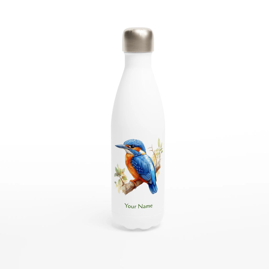 Personalise - Kingfisher, Australian Birds - White 17oz Stainless Steel Water Bottle Default Title Personalised Water Bottle animal Globally Fulfilled