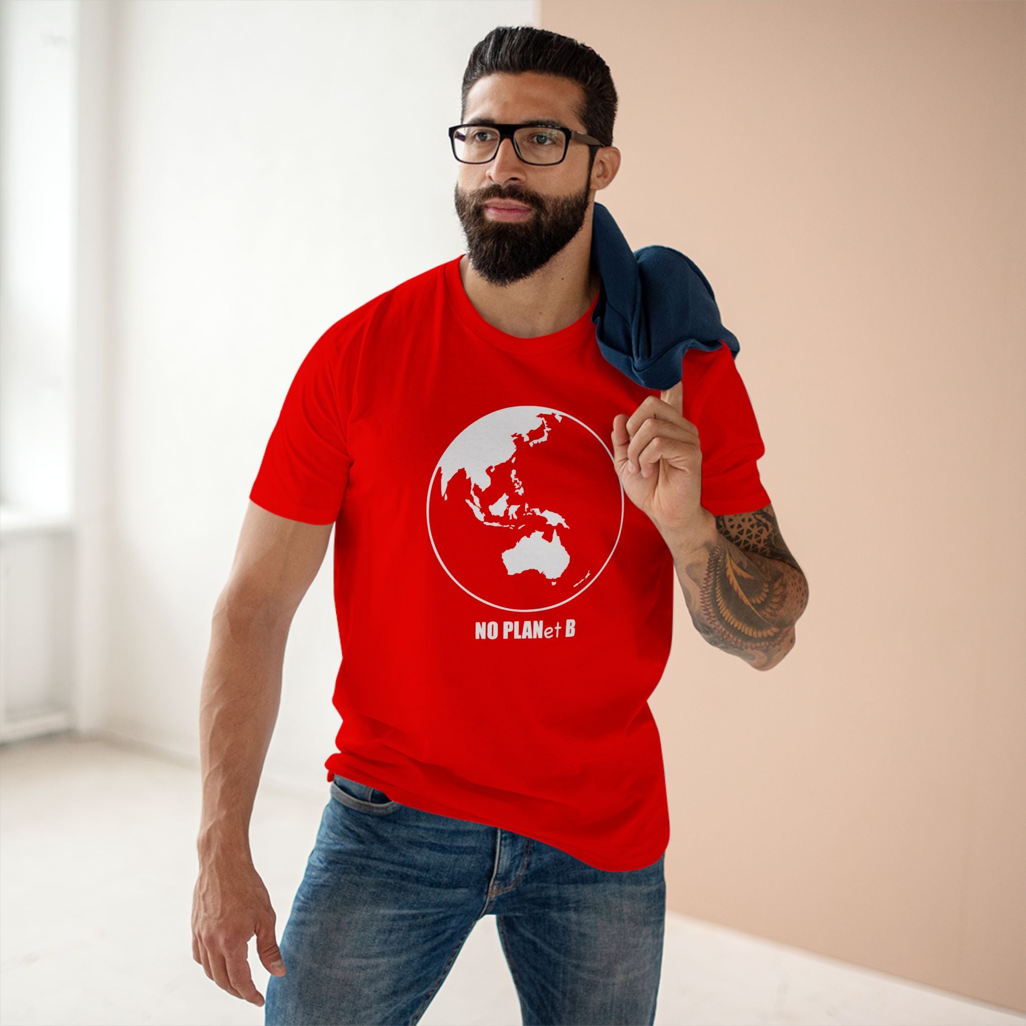 No Planet B - Men's Staple Tee Red Mens Premium T-Shirt Environment Printed in AU and US