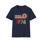 Turning 50 Vintage 1976 Retro Stripes Unisex T-Shirt Navy Unisex Adult T-shirt Birthday Globally Fulfilled