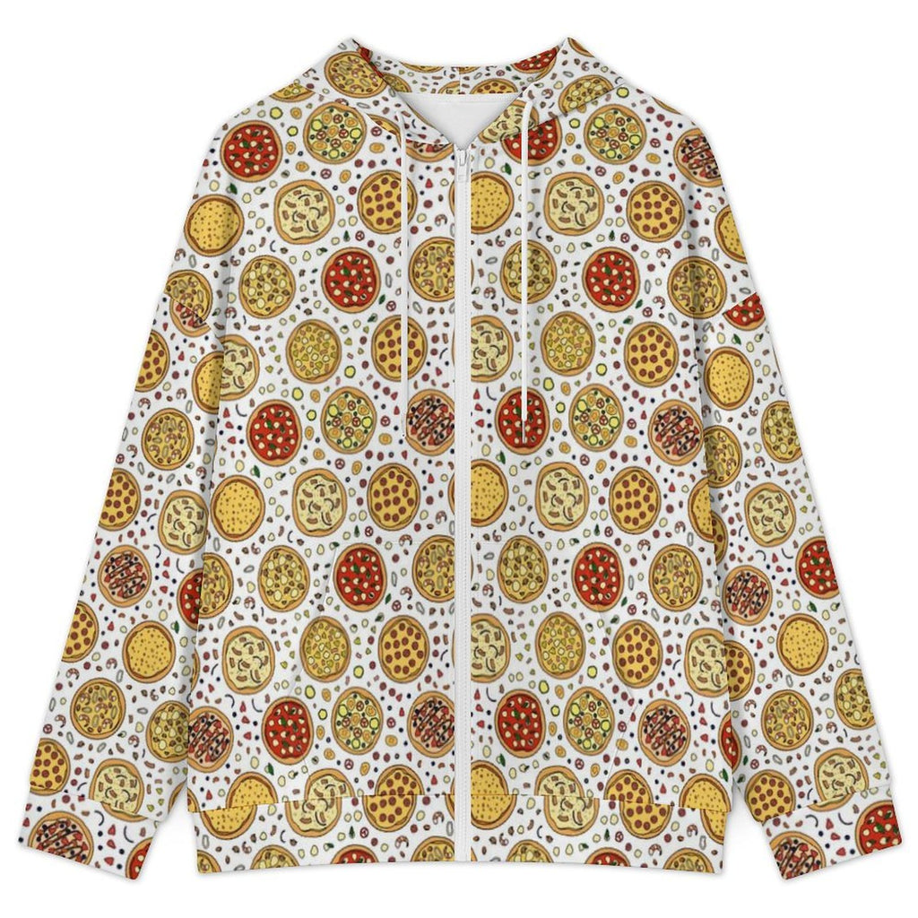 Round Pizzas On White Women's Full-Zip Hoodie