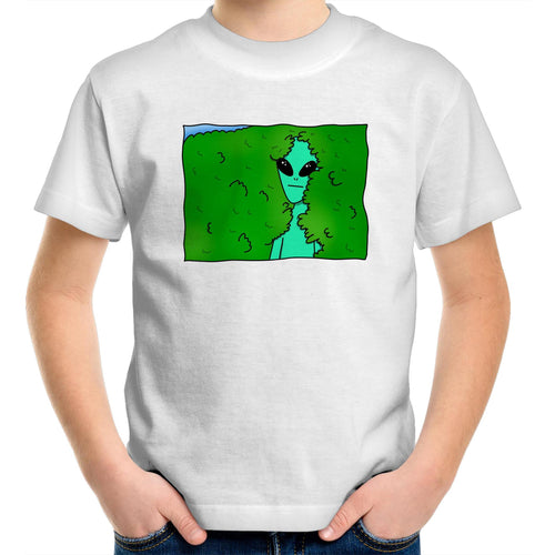 Alien Backing Into Hedge Meme - Kids Youth T-Shirt White Kids Youth T-shirt Printed In Australia Sci Fi