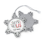 Personalised - Let's Get Lit, Christmas Lights - Christmas Pewter Snowflake Ornament