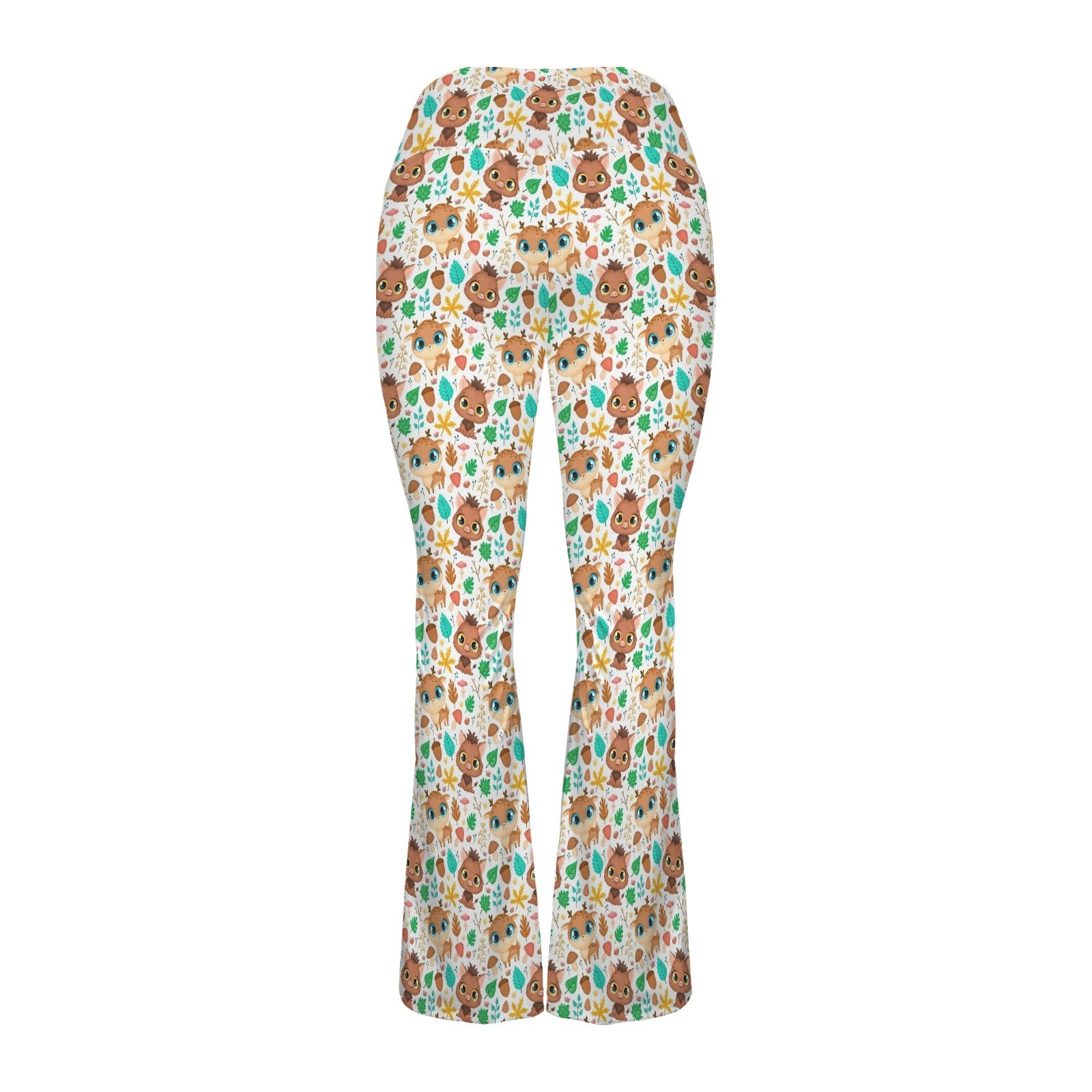 Cute Autumn Creatures High Waist Crossover Tummy Control Flare Leggings High Waist Flare Leggings animal Printed Offshore