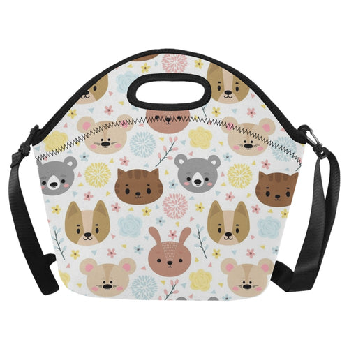 Baby Animals Neoprene Lunch Bag/Large (Model 1669) One Size Neoprene Lunch Bag animal Printed Offshore