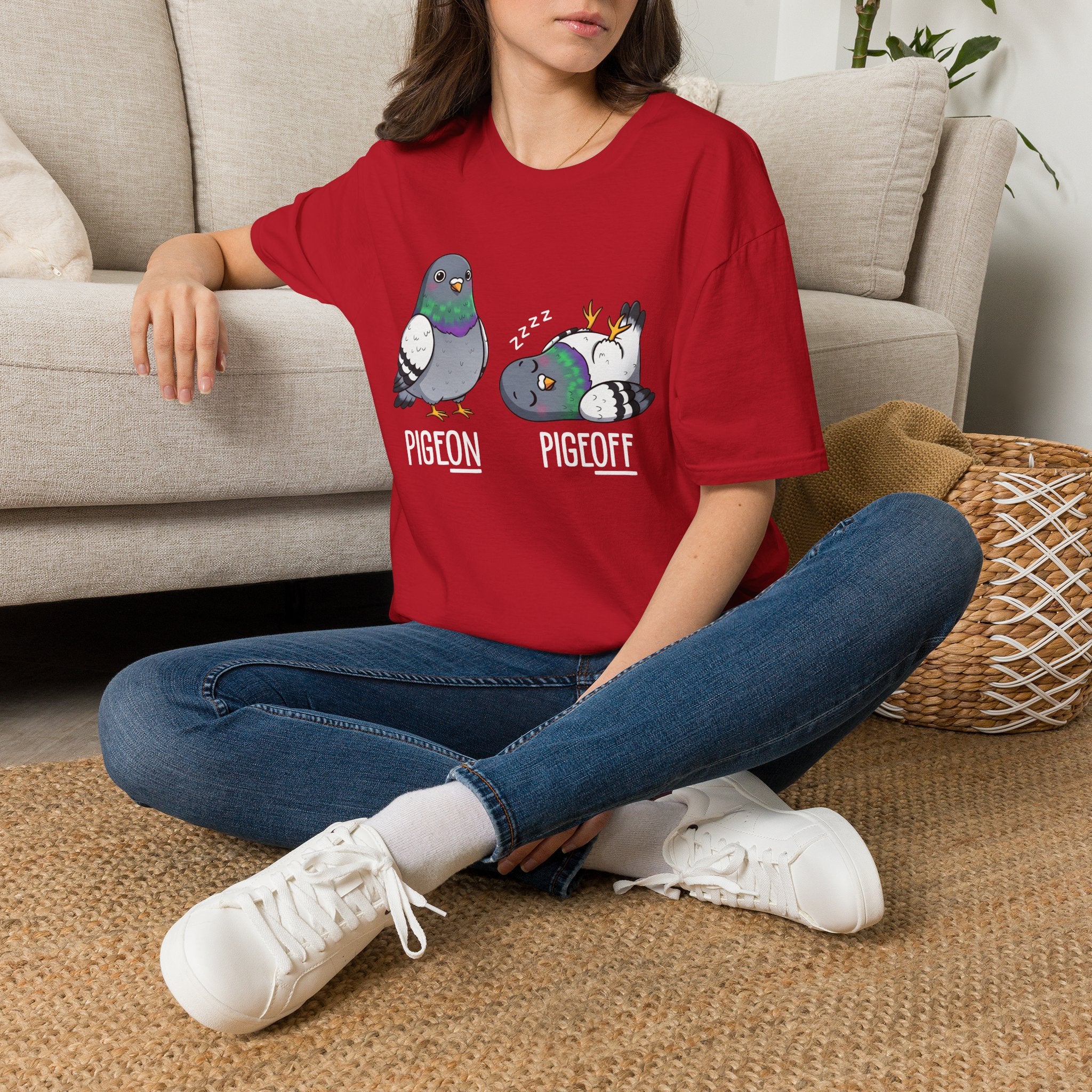Pigeon vs Pigeoff Unisex T-Shirt Cherry Red Unisex Adult T-shirt Birds Globally Fulfilled