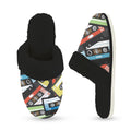 Cassette Tapes Women's Fur Trim Thick-Sole Indoor Slippers Women's Fur Trimmed Slippers Music Printed Offshore Retro