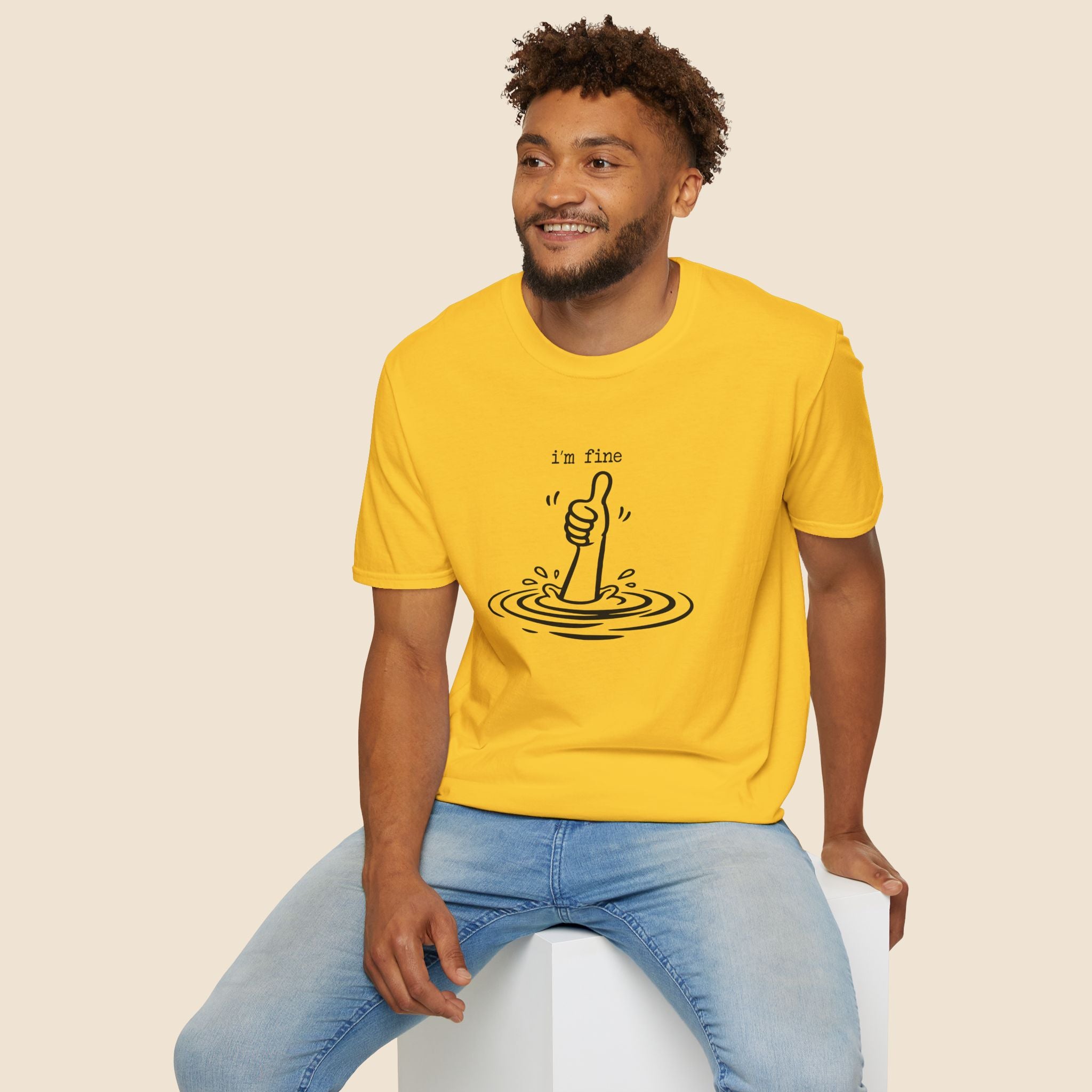 I'm Fine Drowning Thumbs Up Unisex T-shirt Unisex Adult T-shirt Globally Fulfilled Positivity