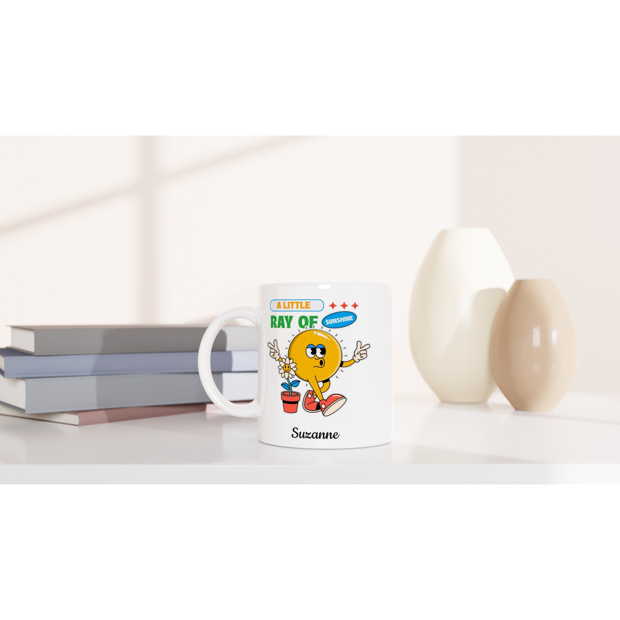 Personalise A Little Ray Of Sunshine White 11oz Ceramic Mug Personalised 11oz Mug customise Globally Fulfilled personalise Retro