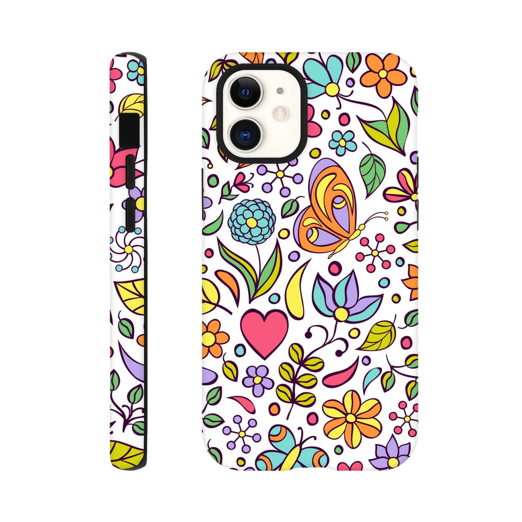 Quirky Butterfly Flowers - Apple iPhone Tough case iPhone 12 Mini iPhone Tough Case animal Globally Fulfilled