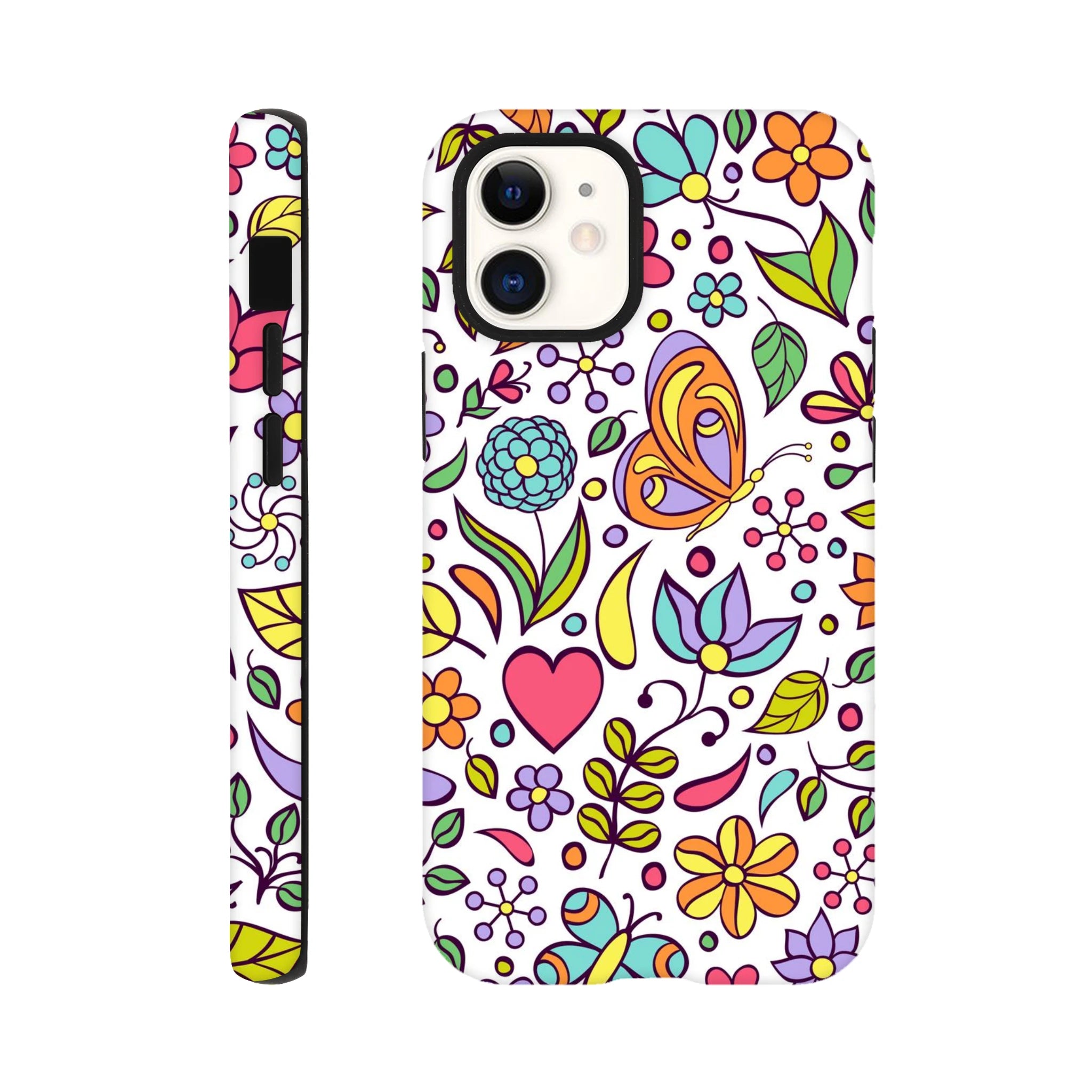 Quirky Butterfly Flowers - Apple iPhone Tough case iPhone 12 Mini iPhone Tough Case animal Globally Fulfilled