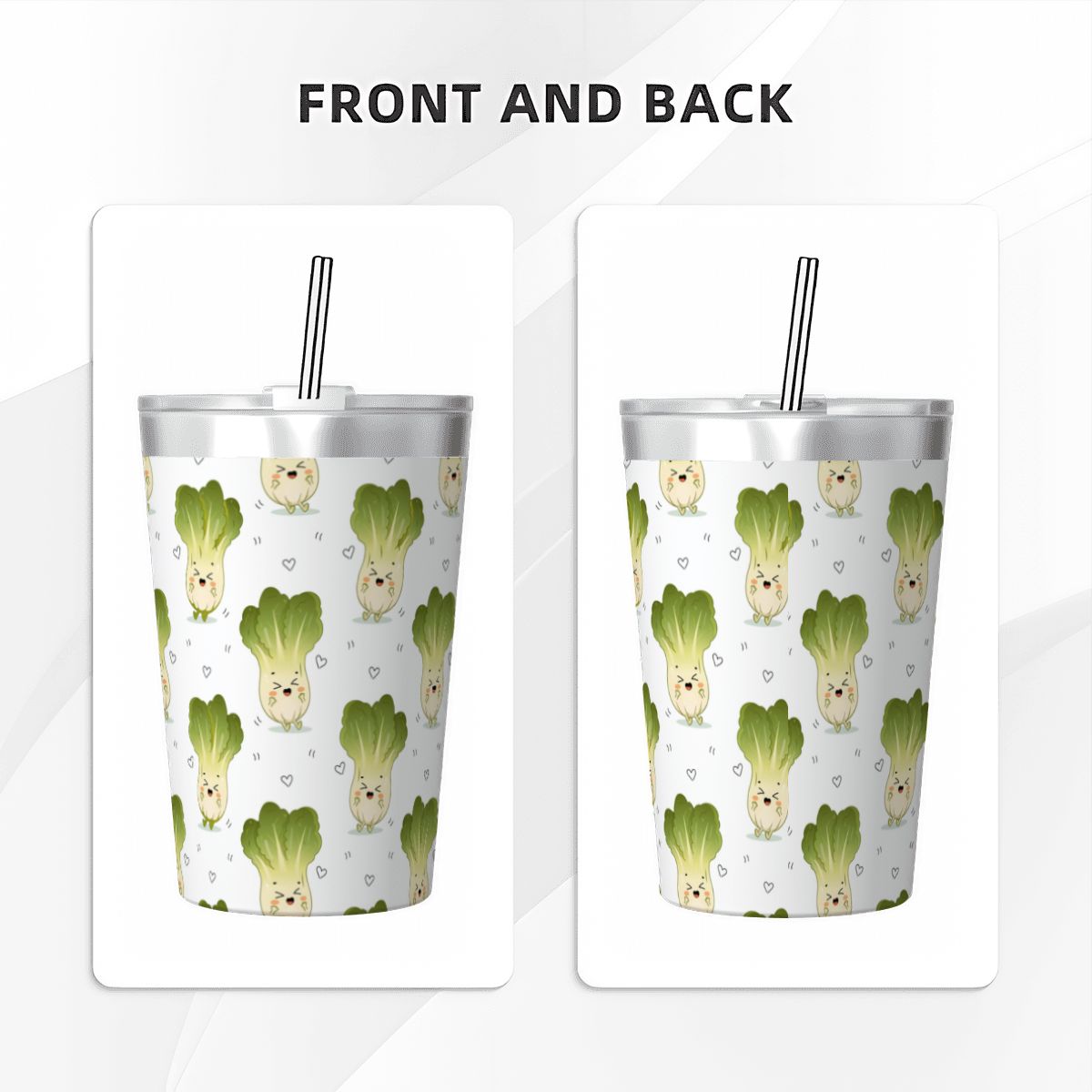 Happy Bok Choy Small Stainless Steel Travel Mug Cup 12oz/350ml