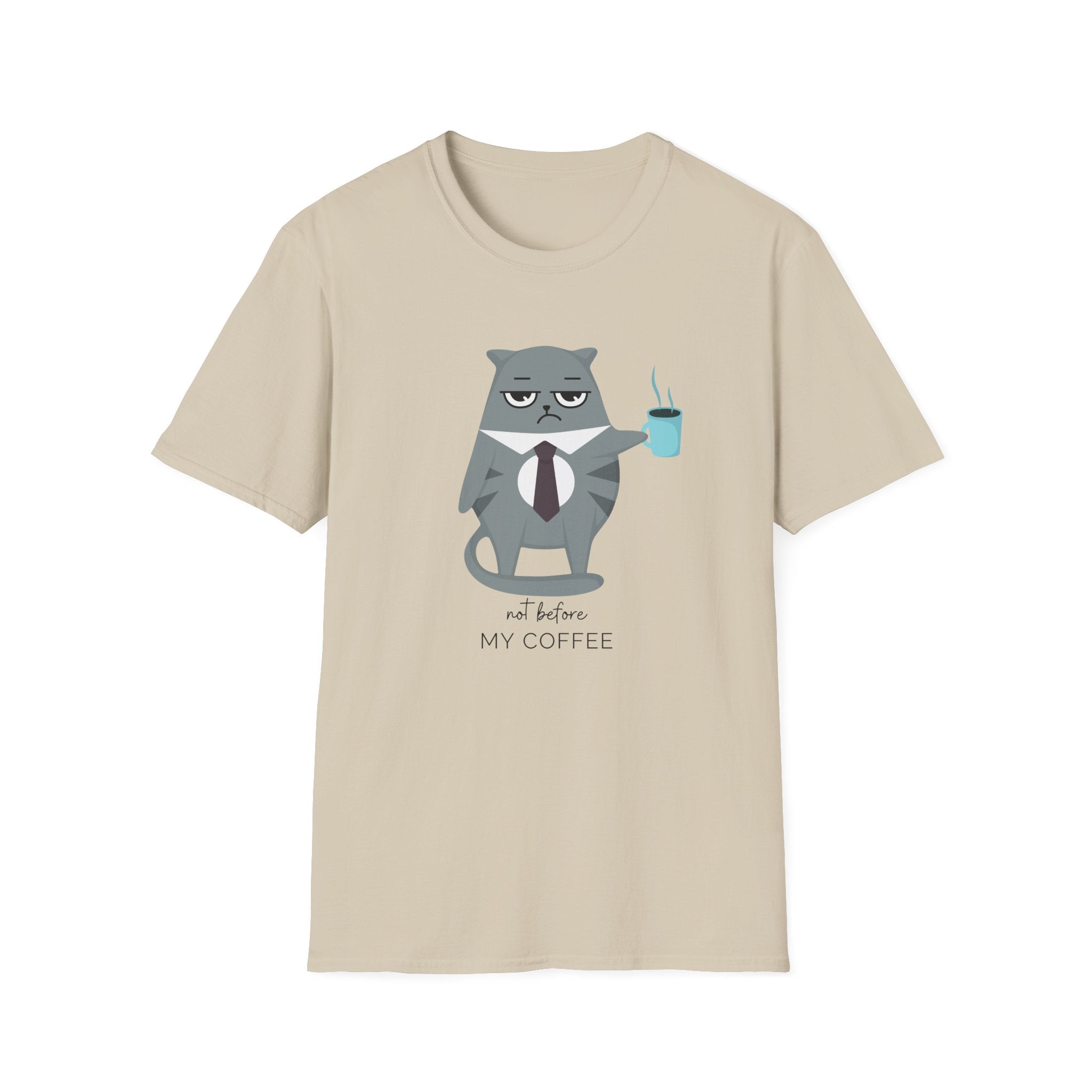 Not Before My Coffee, Cat - Unisex Softstyle T-Shirt