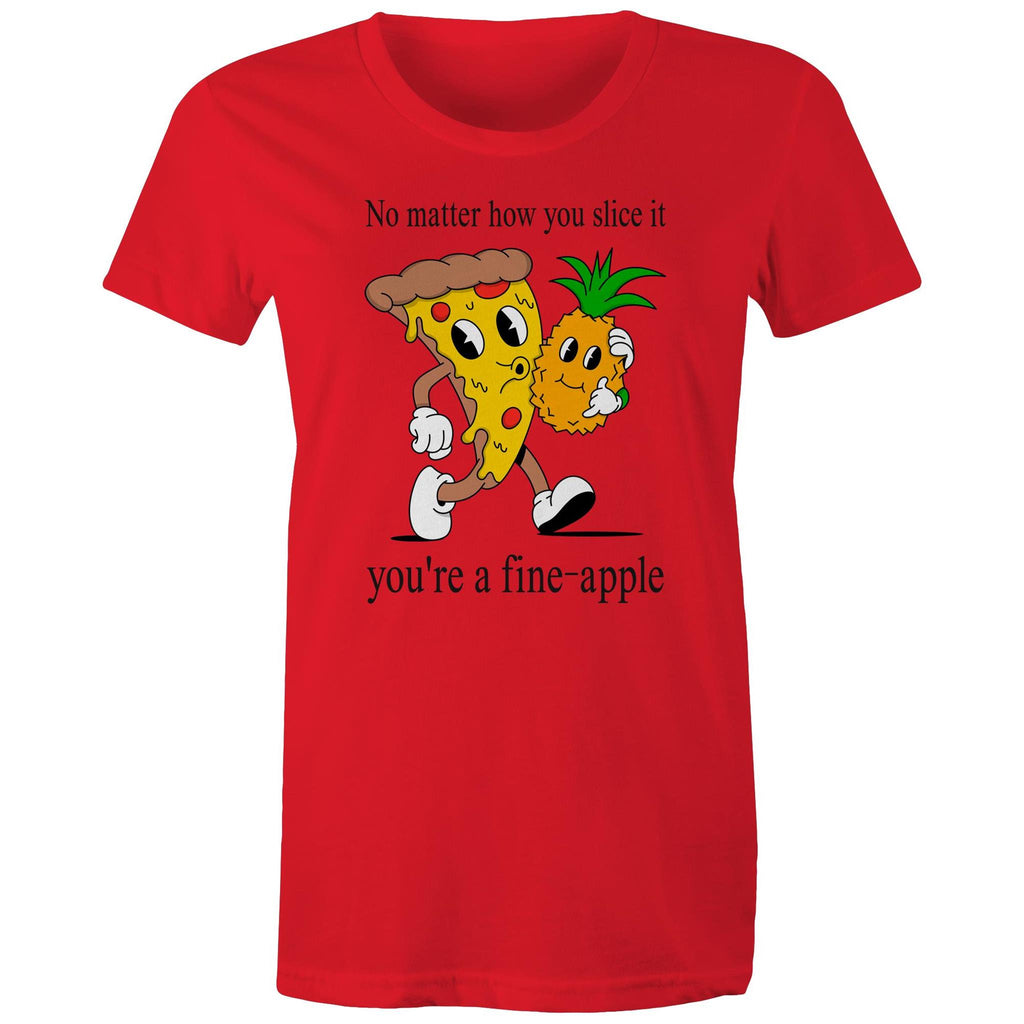 Pineapple Pizza - Womens T-shirt Red Womens T-shirt Food Printed In Australia