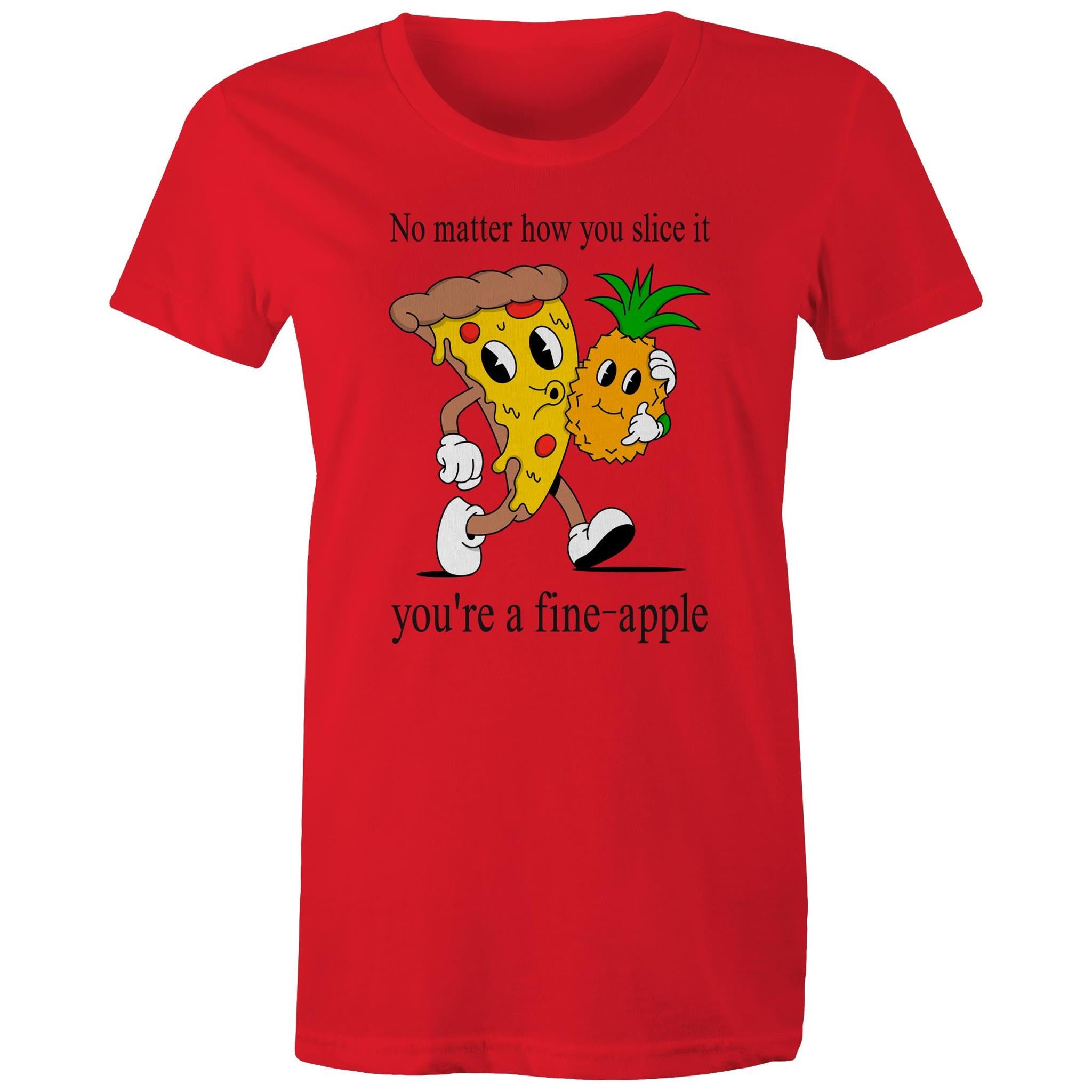 Pineapple Pizza - Womens T-shirt Red Womens T-shirt Food Printed In Australia