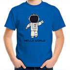 Astronaut, Hello World - Kids Youth T-Shirt Bright Royal Kids Youth T-shirt Printed In Australia Space