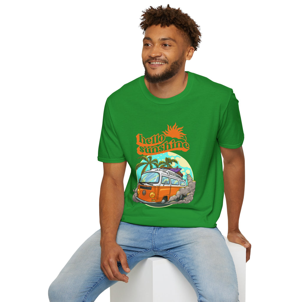 Hello Sunshine, Beach Van - Unisex Softstyle T-Shirt