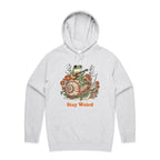 Stay Weird, Guitar Playing Frog On A Snail Men's AS Colour Hoodie White Marle Mens Hoodie animal Music Printed In Australia