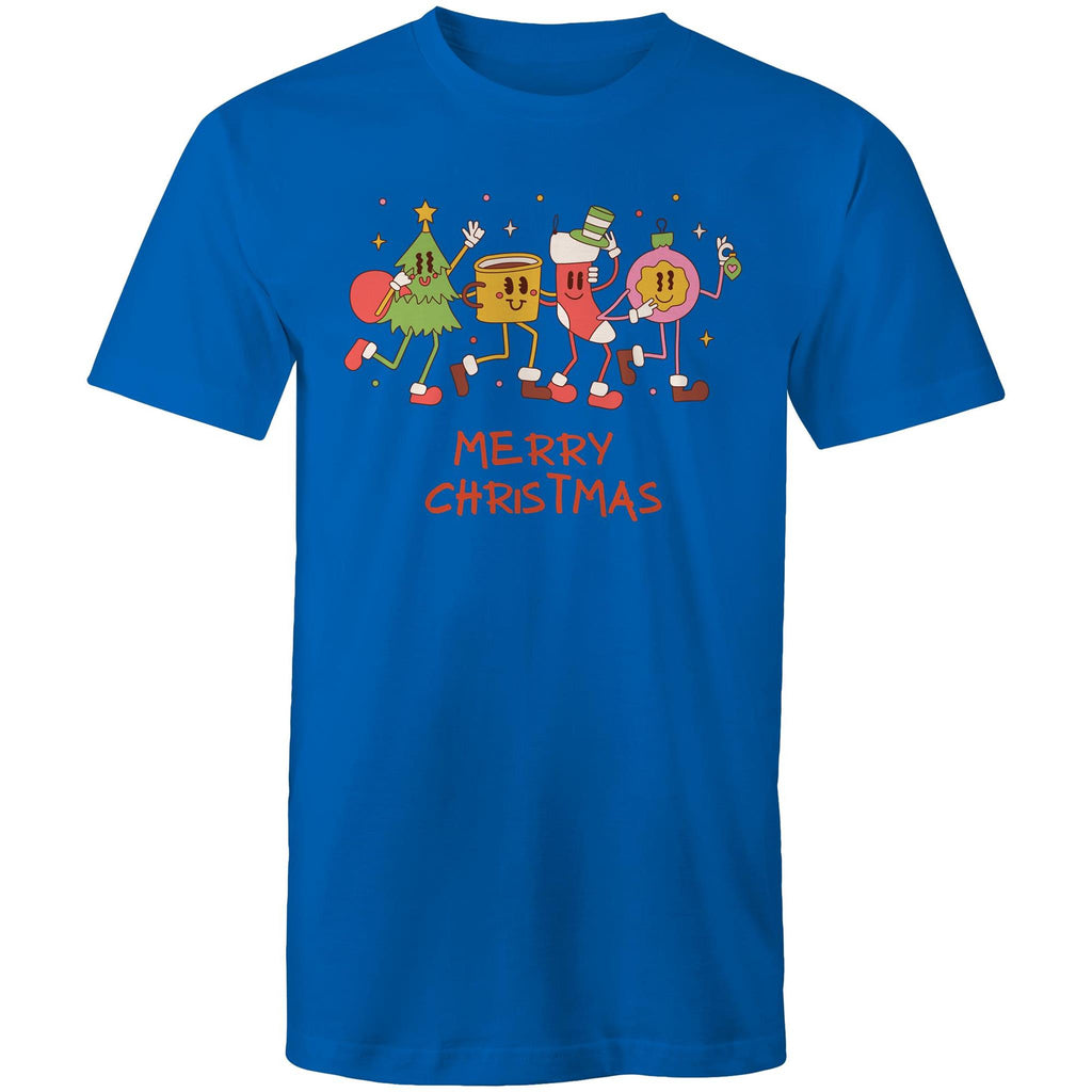 Crazy Christmas Characters - Mens T-Shirt Bright Royal Mens Christmas T-shirt Christmas Printed In Australia