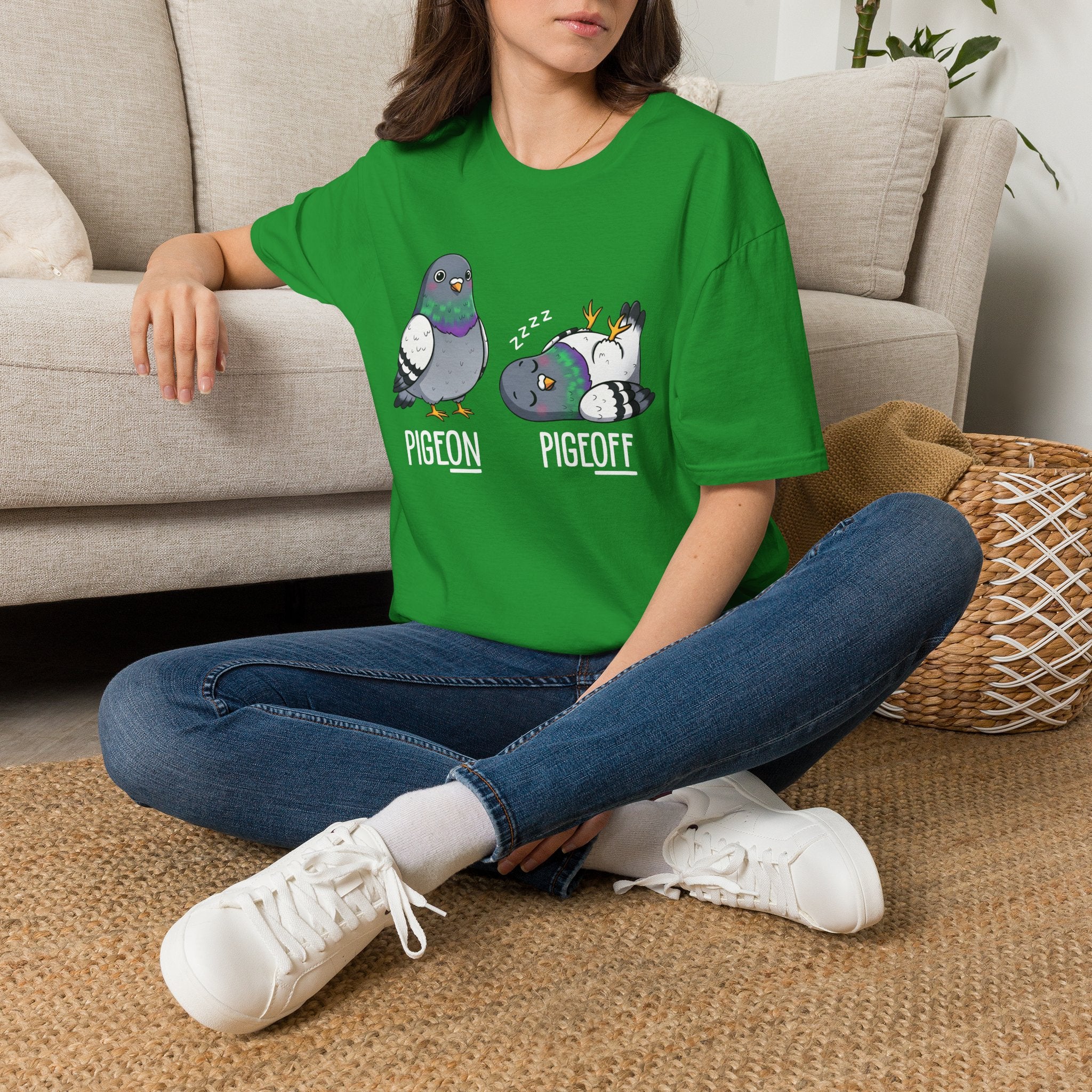 Pigeon vs Pigeoff Unisex T-Shirt Irish Green Unisex Adult T-shirt Birds Globally Fulfilled