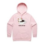 Cat Coffee Break - Womens Hoodie Pink Womens Hoodie animal Coffee Printed In Australia