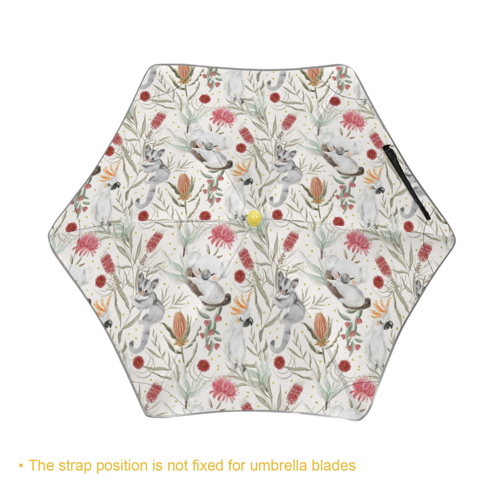 Australian Plants And Animals Kids Safe Round Corner Umbrella Kids Safe Round Corner Umbrella animal Plants Printed Offshore