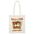 We Are A Totally Normal Couple, Superheroes Parcel Canvas Tote Bag Default Title Small Tote Bag comic Printed In Australia