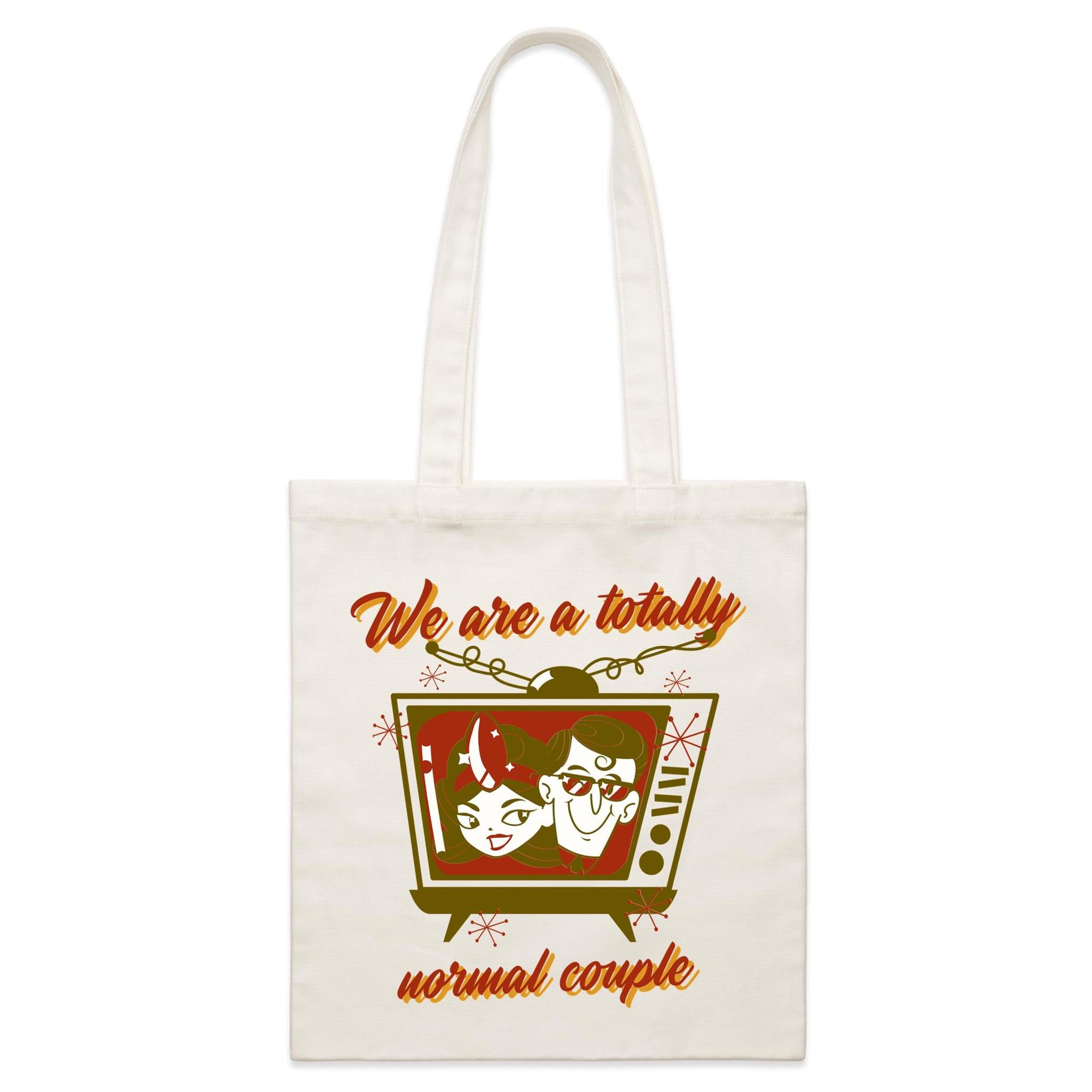 We Are A Totally Normal Couple, Superheroes - Parcel Canvas Tote Bag Default Title Small Tote Bag comic Printed In Australia