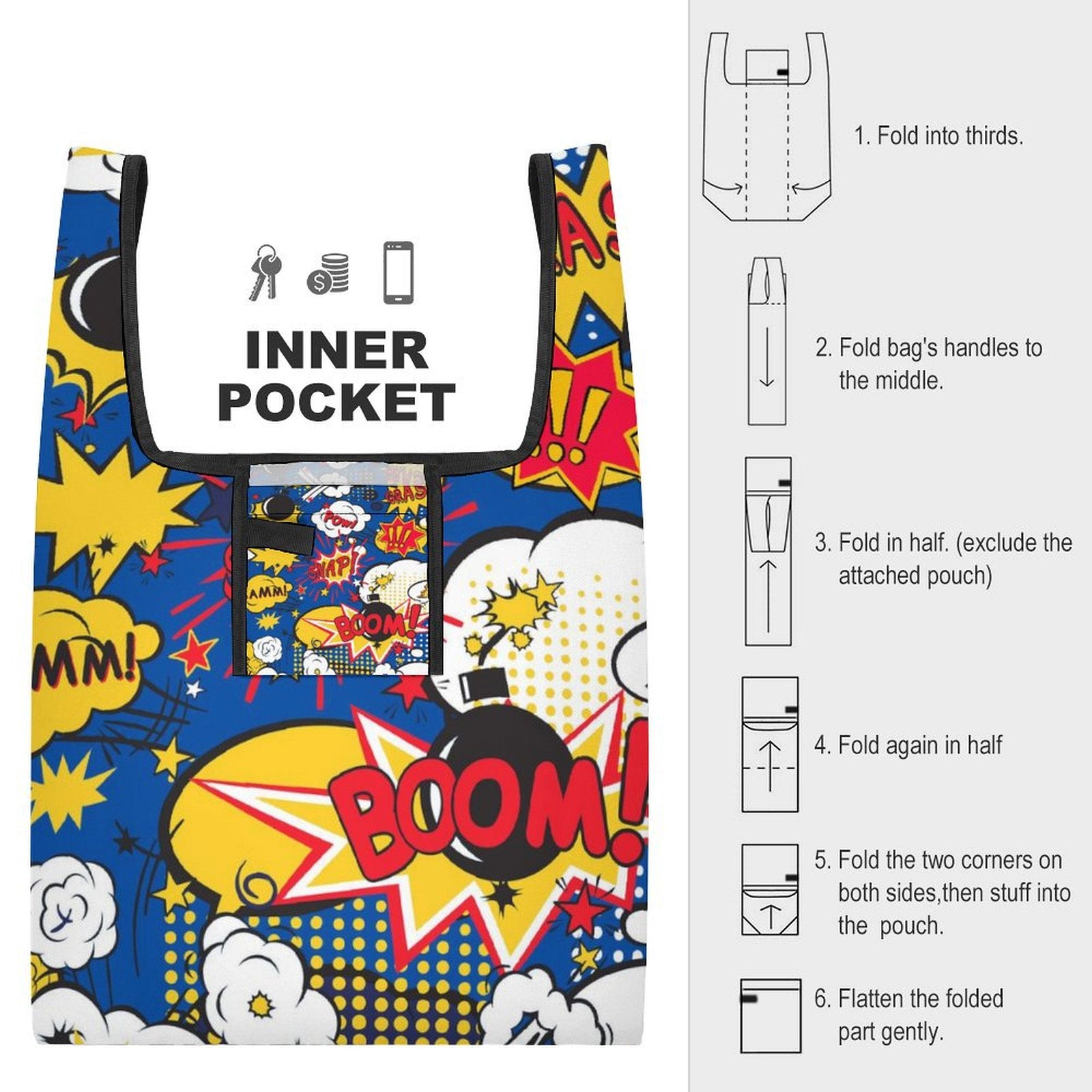 Comic Book Blue - Collapsible Shopping Bag