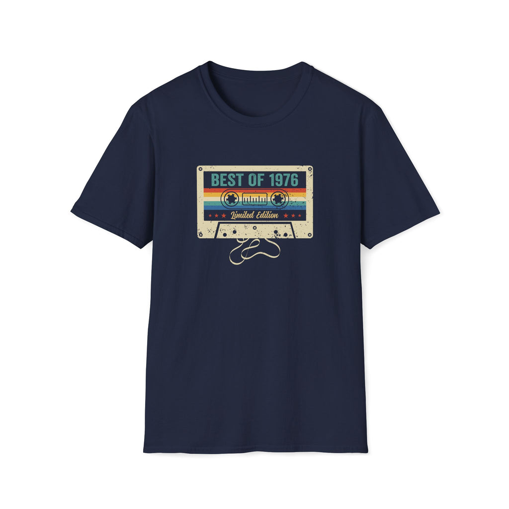 Turning 50, Best Of 1976, Cassette Tape Unisex Softstyle T-Shirt Navy Unisex Adult T-shirt Australian Printer Birthday Music Retro