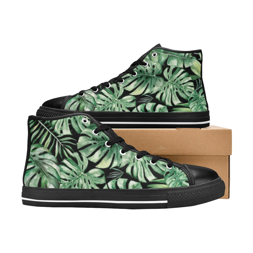 Jungle Leaves Women's High Top Canvas Shoes Womens Classic High Top Shoes Plants Printed Offshore