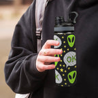 Alien OK - Insulated Water Bottle with Dual-Use Lid (18oz) Insulated Water Bottle with Dual-Use Lid (18oz) Printed Offshore Sci Fi
