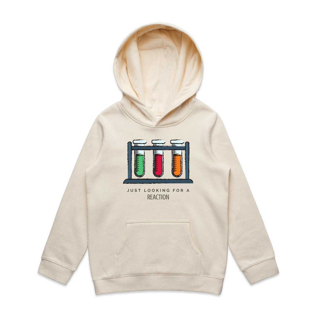 Test Tubes, Just Looking For A Reaction - Kids Hoodie Ecru Kids Hoodie Printed In Australia