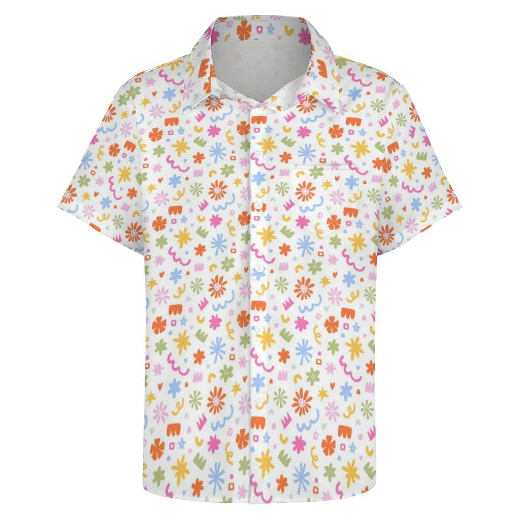 Abstract Colourful Shapes - Women's Short-Sleeve Button Up Shirt