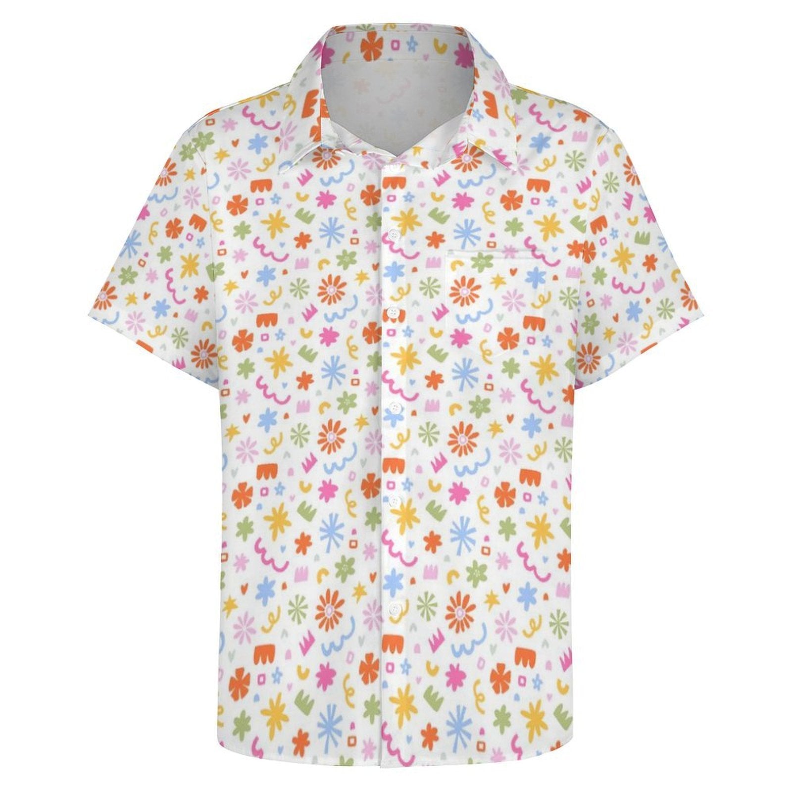 Abstract Colourful Shapes - Women's Short-Sleeve Button Up Shirt