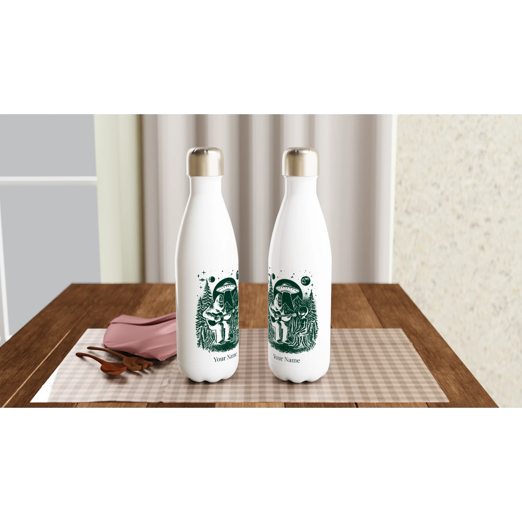 Personalised - Alien And Bigfoot Play Guitar - White 17oz Stainless Steel Water Bottle Personalised Water Bottle customise Music personalise Sci Fi