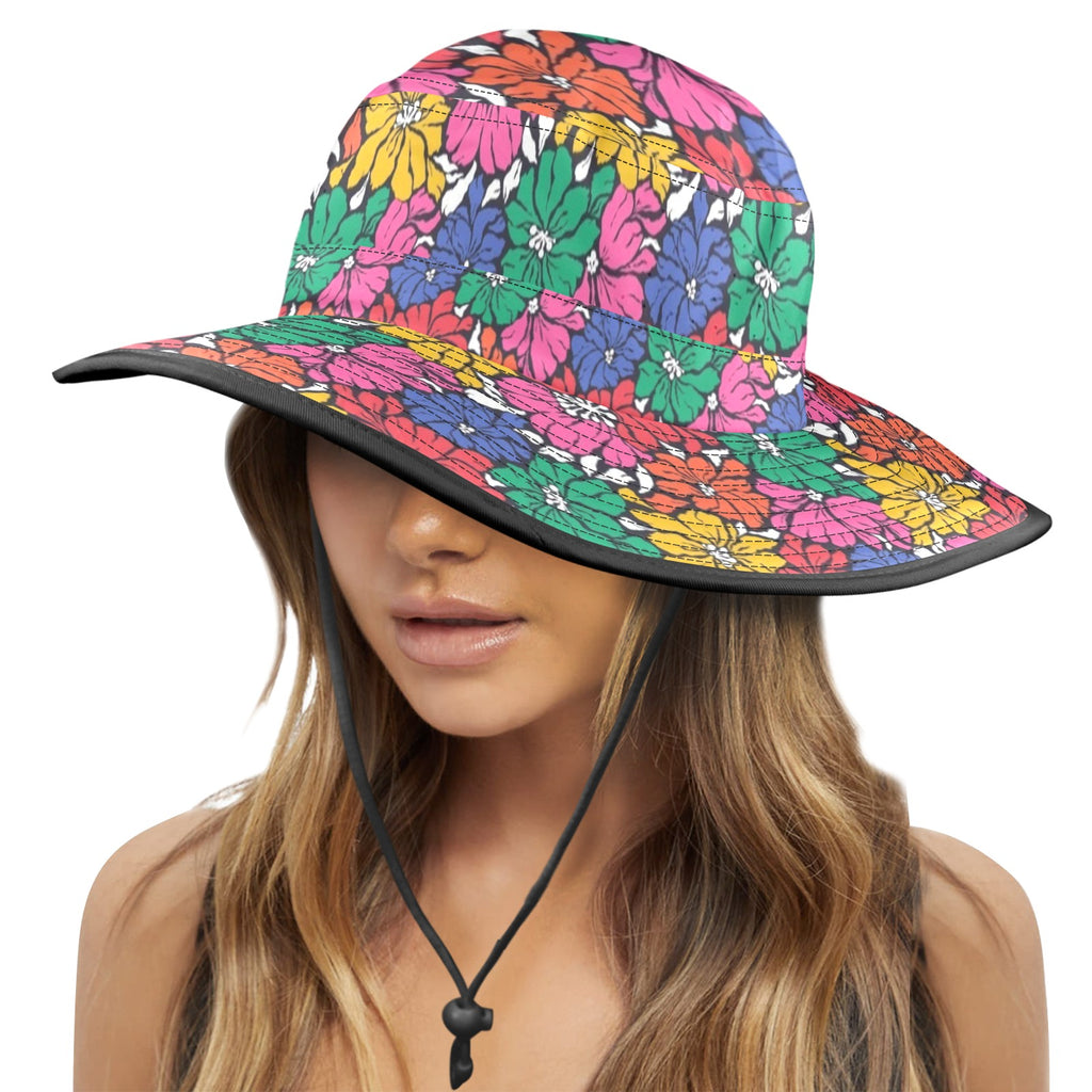 Bright And Bold Flowers - Wide Brim Bucket Hat Wide Brim Bucket Hat Plants Printed Offshore