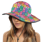 Bright And Bold Flowers - Wide Brim Bucket Hat Wide Brim Bucket Hat Plants Printed Offshore