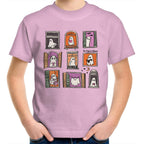 Ghosts In Windows - Kids Youth T-Shirt Pink Kids Youth T-shirt Halloween Printed In Australia