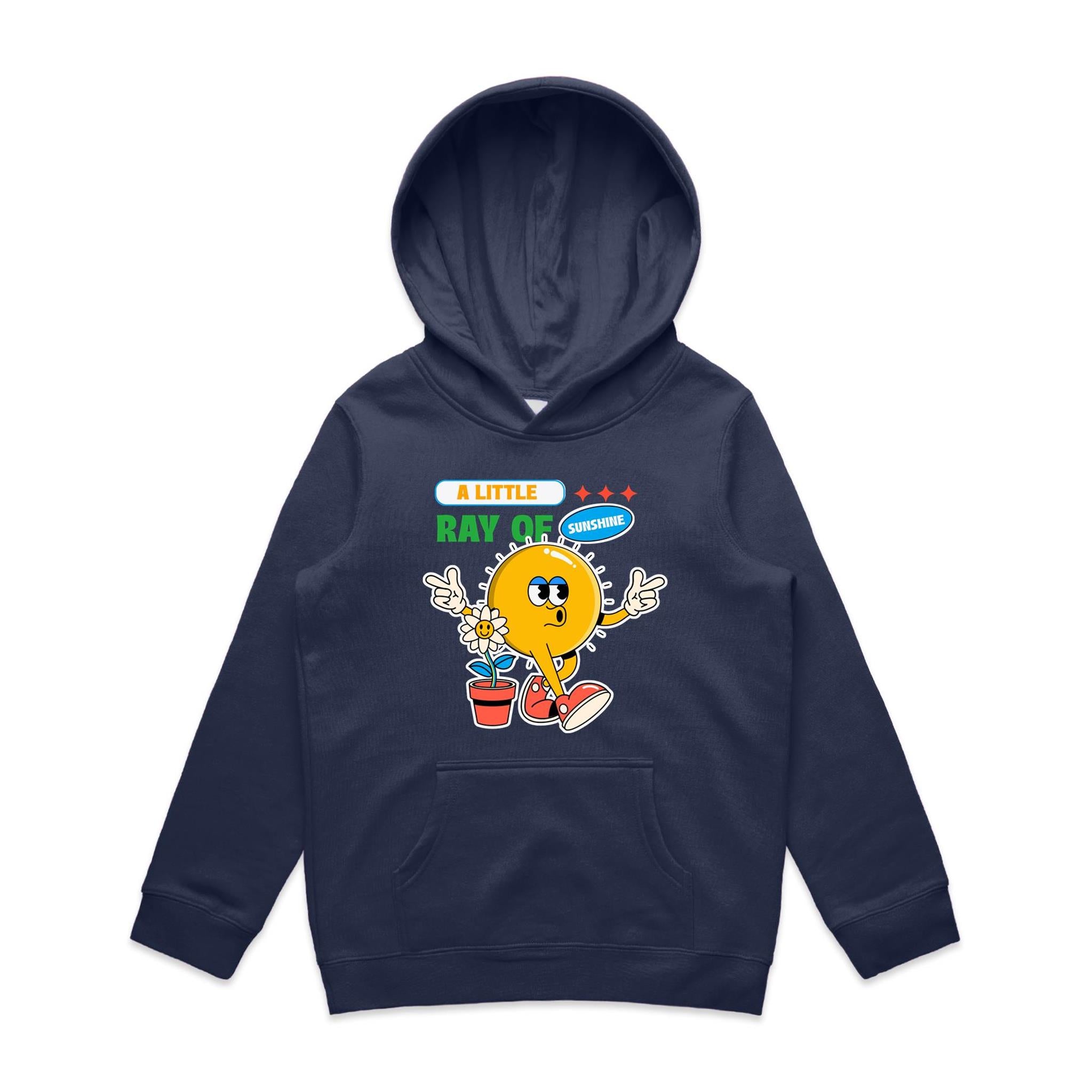 A Little Ray Of Sunshine - Kids Hoodie Midnight Blue Kids Hoodie Printed In Australia