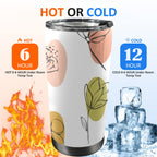 Flower Lines - 20oz Mobile Tumbler with Lid (Black Lock) 20oz Travel Mug Plants Printed Offshore