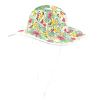 Tropical Flowers On White Wide Brim Bucket Hat Wide Brim Bucket Hat Plants Printed Offshore