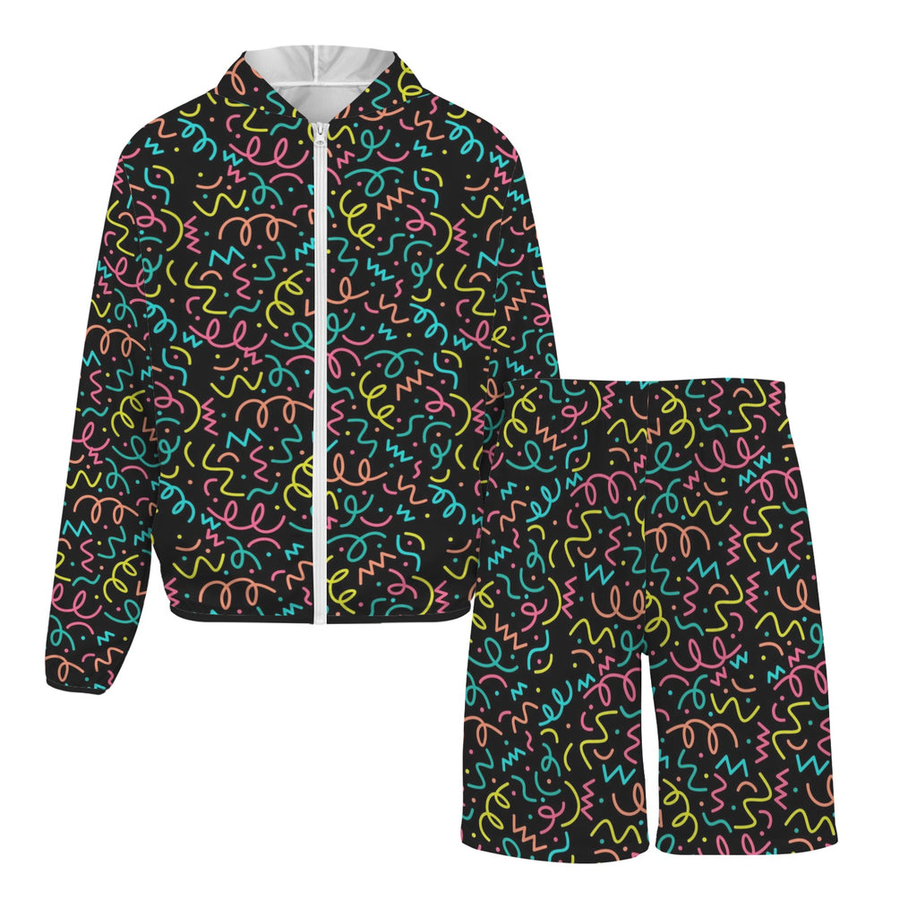 Squiggle Time Men's Lightweight Sun Hoodie & Shorts Set Men's Lightweight Sun Hoodie & Shorts Printed Offshore
