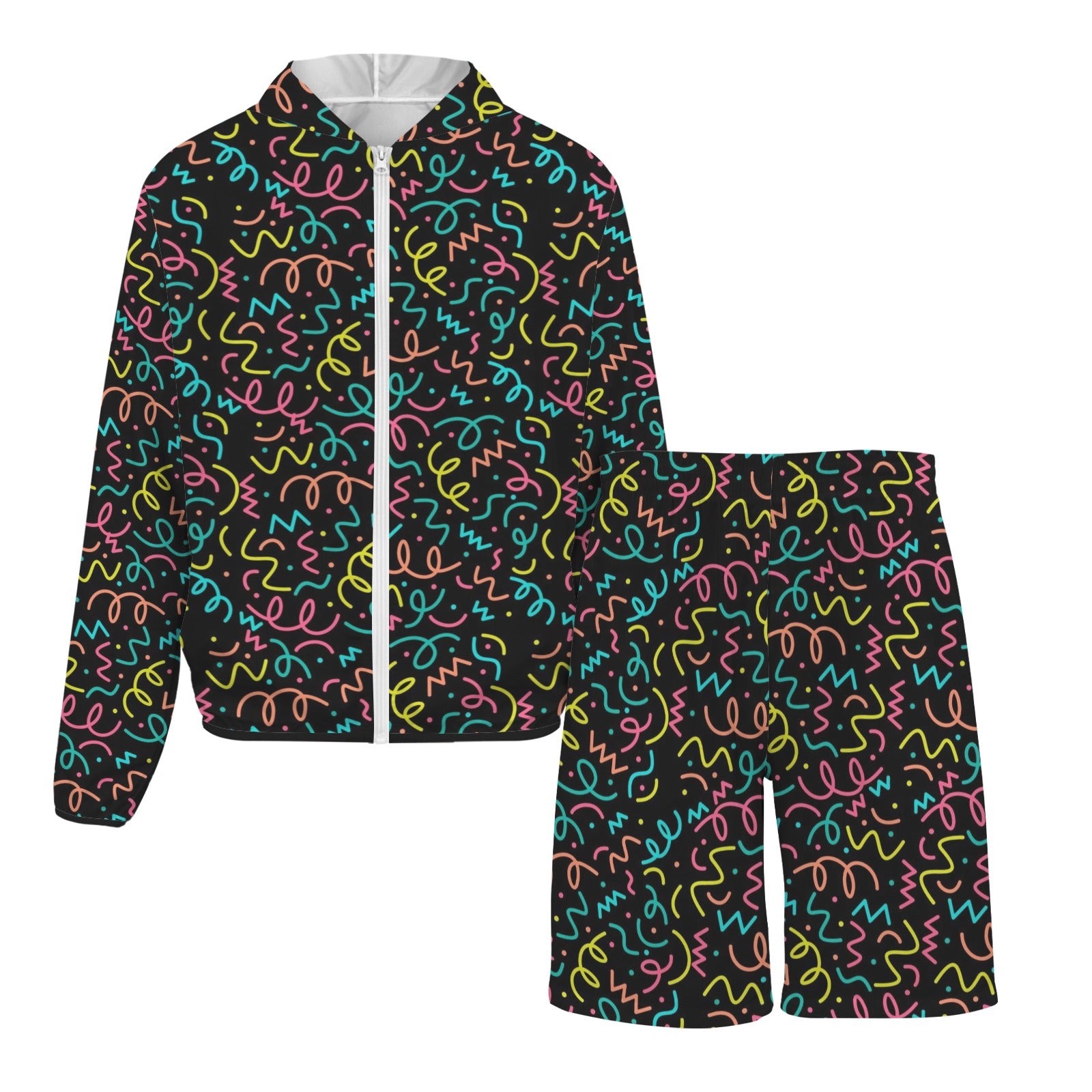 Squiggle Time Men's Lightweight Sun Hoodie & Shorts Set Men's Lightweight Sun Hoodie & Shorts Printed Offshore