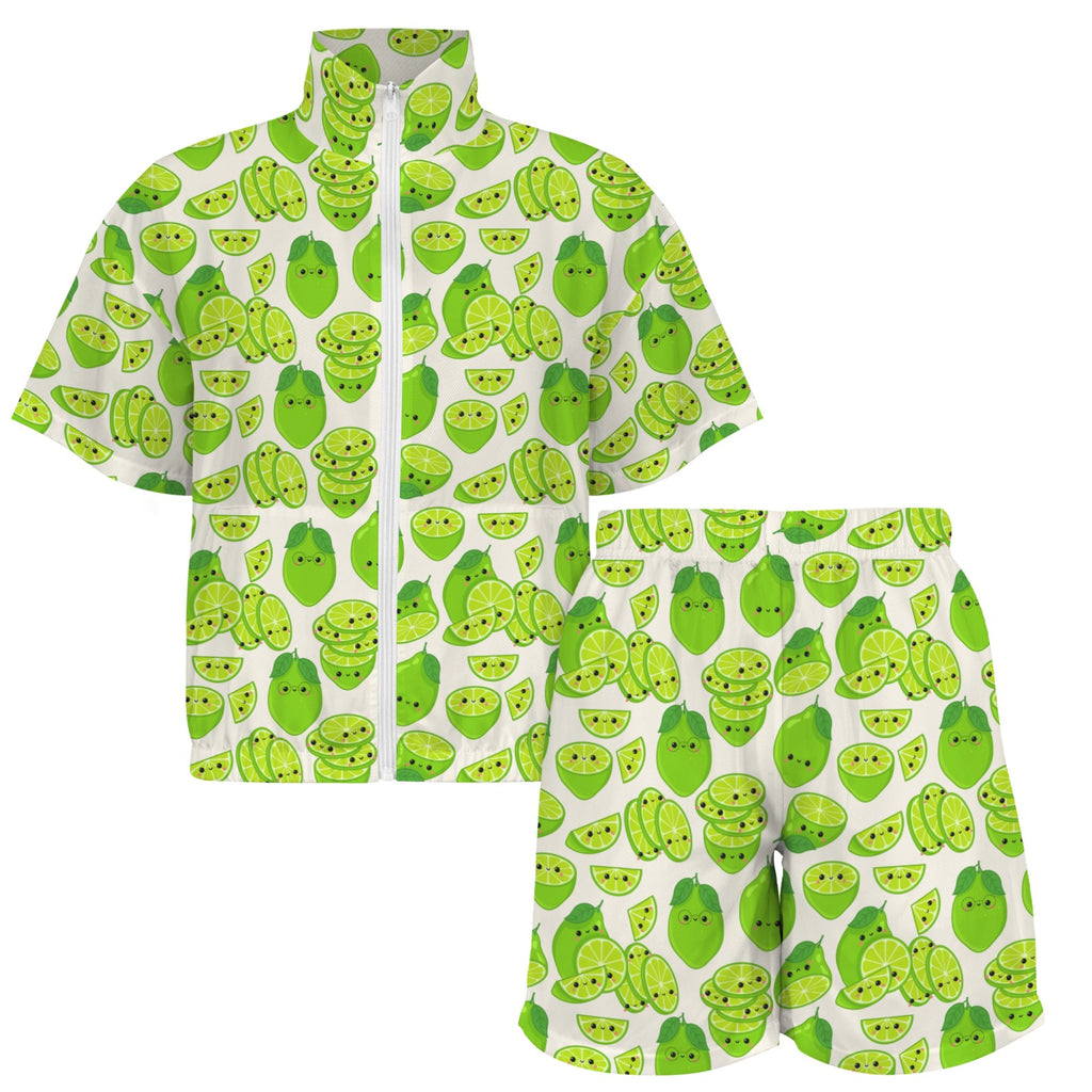 Cute Limes Women's Windbreaker Short Set Women's Windbreaker Short Set Food Printed Offshore